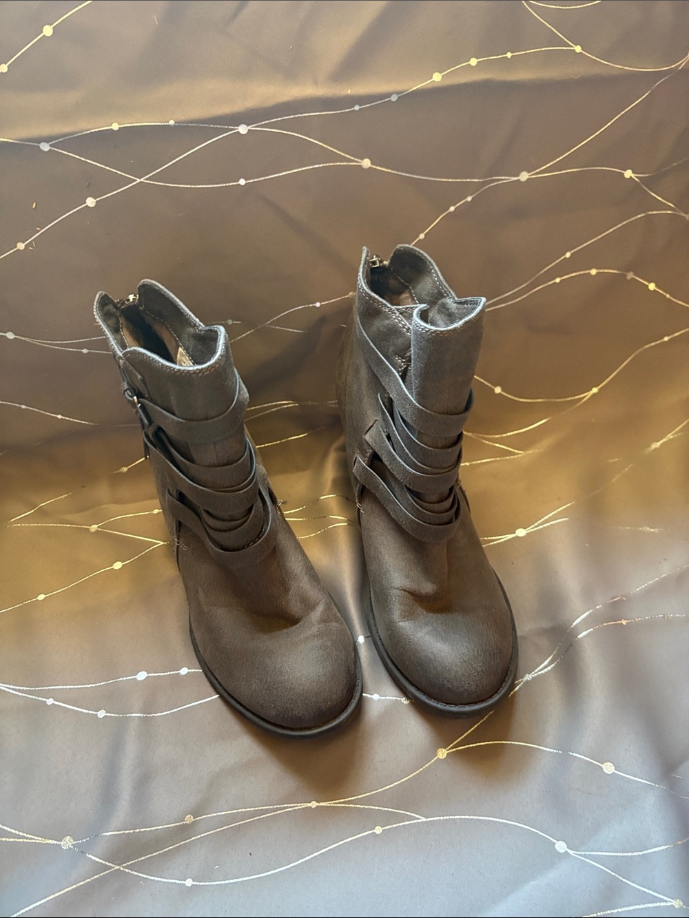 Not Rated Women's Dark Gray Strappy Ankle Boots